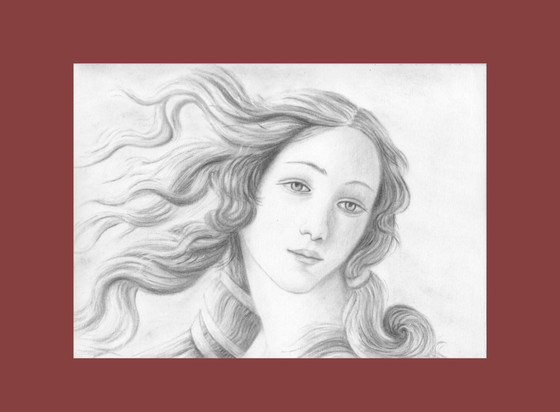 Image 1 of Original pastel drawing. Modern interpretation of Botticelli's Venus. Birth of Venus. New.