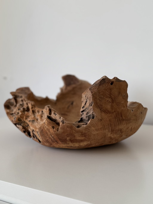 Large Teak Wood Fruit Bowl 1970
