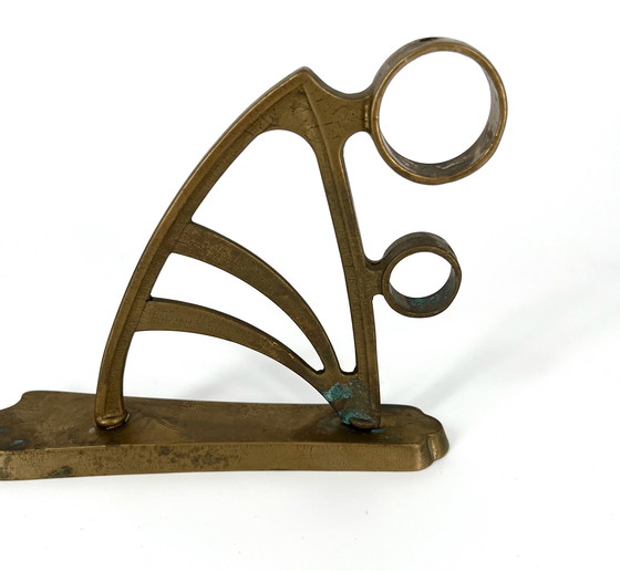 Image 1 of 2x Art Nouveau Art Déco Support de tringle à rideaux laiton bronze