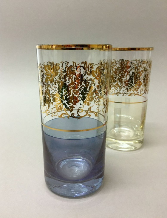 Image 1 of 6 bicchieri colorati / Borocrystal / Cecoslovacchia