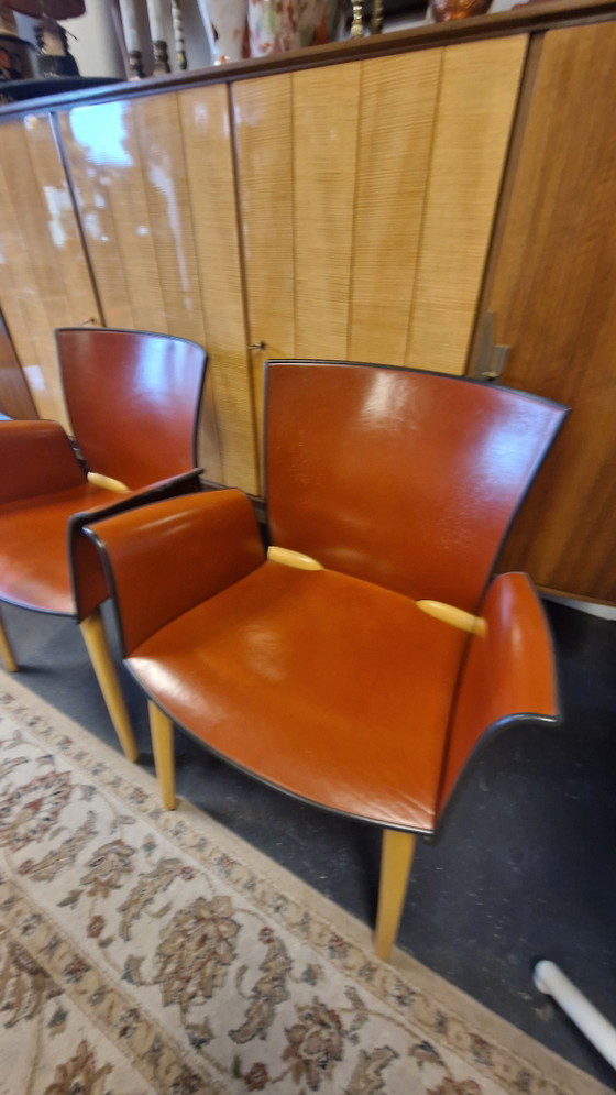 Vintage Cassina Eettafelset Met 6 Stoelen – Eetkamerset, Wood, Leather (photo 5 of 8)