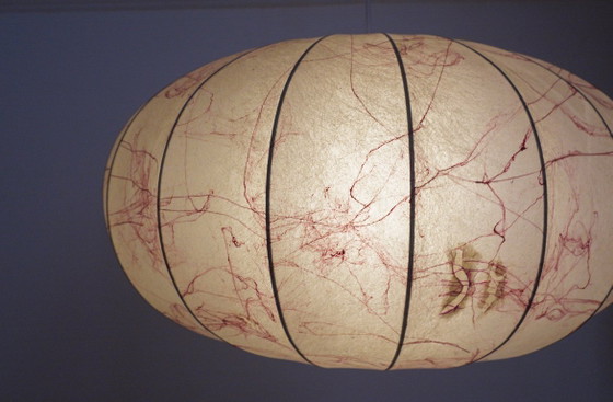 Image 1 of Italian Coccoon Pendant Lampshade Mid Century Modern Resin Large Hanging Light Vintage 1960s
