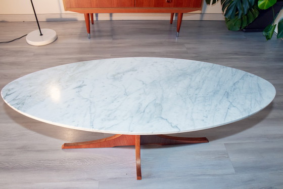 Image 1 of Table Basse Hugues Poignant, Teck et Marbre, 1960