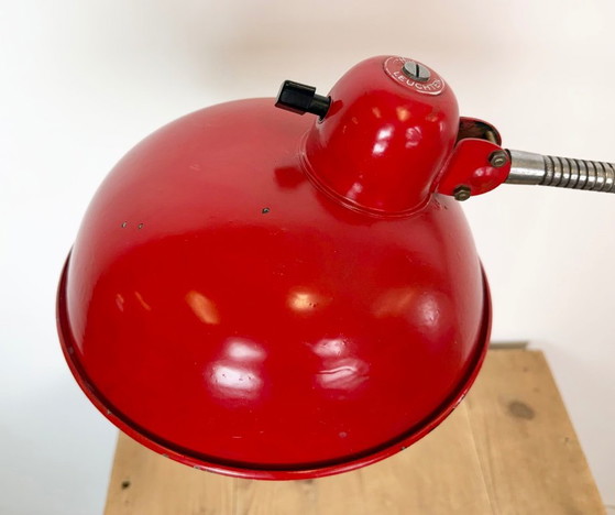 Large Red Industrial German Workshop Table Lamp From Helo Leuchten, 1950s – Chrome, Iron (photo 12 of 25)