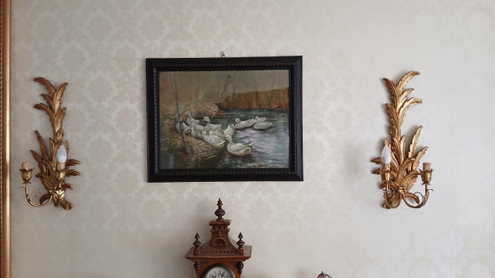 Set di lampade da parete in legno dorato in stile fiorentino italiano – Applique, Wood (photo 3 of 5)
