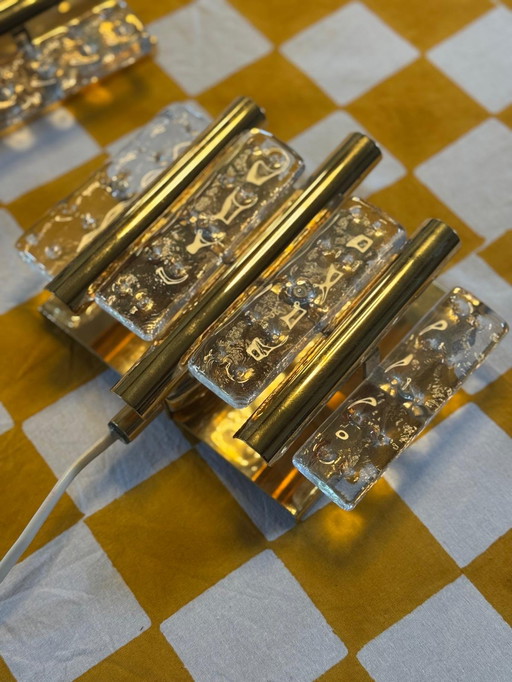 Pair of brass and glass wall lamps by Hans Agne Jakobsson