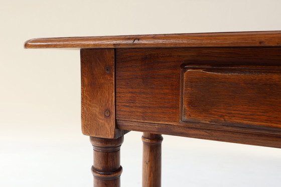 Image 1 of Rustic Oak Console Table with Drawer, Belgium ca. 1800