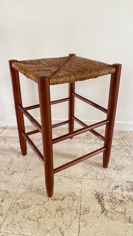 Image 1 of Vintage Geometric Straw Stool