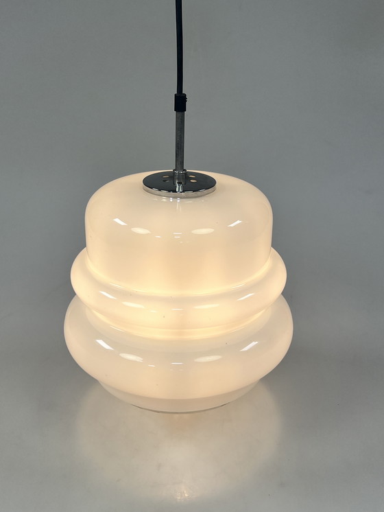 Image 1 of Vintage milk glass pendant lamp, Hustadt Leuchten 1970's