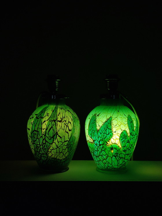 Image 1 of Paire de lampes de table WMF Ikora, verre doublé, chrome, Karl Wiedmann 1930