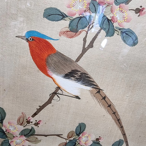 Image 1 of Vintage Chinese painting on silk bird