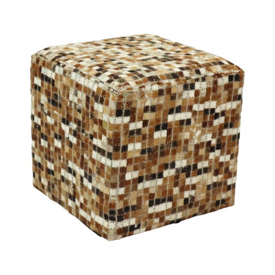 Image 1 of Pouf quadrato vintage in pelle di capra