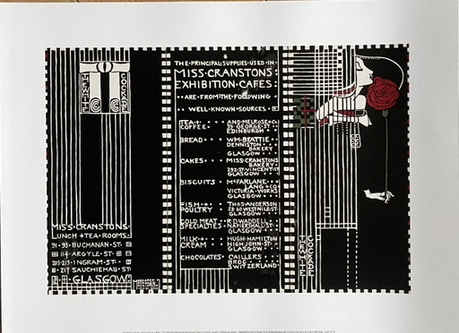 Margaret Macdonald Mackintosh, La Cocarde blanche, illustration pour un menu, 1911, Copyright Christie's Images, imprimé au 
