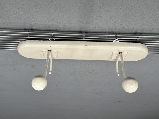 Image 1 of Mid-century white coat rack with spherical hooks