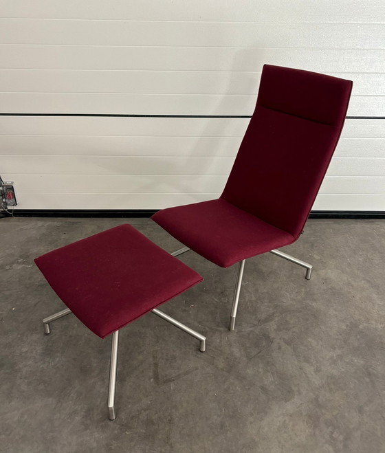 Image 1 of Arco Lounge Armchair Bordeaux Red Fabric Wool