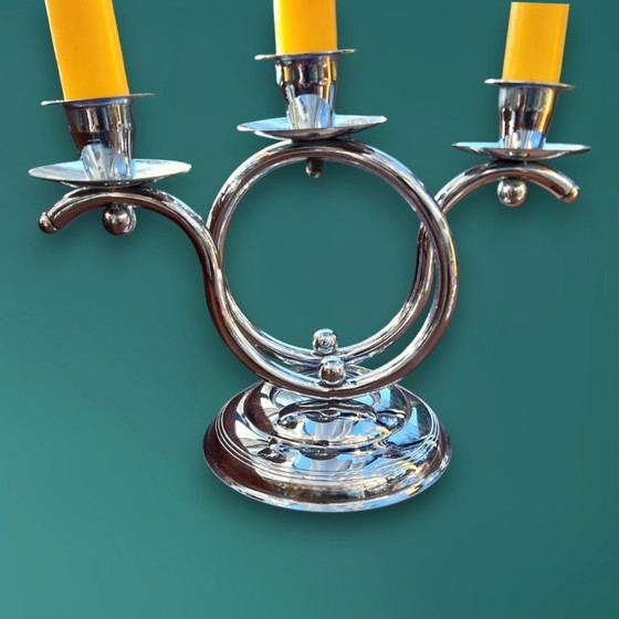 Image 1 of Paire de chandeliers Art Déco chromés