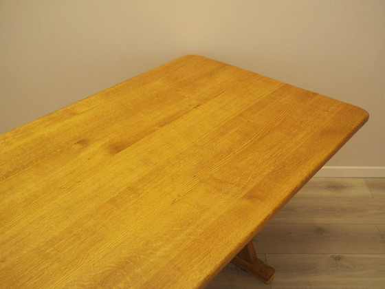 Tavolo da pranzo danese in rovere massiccio, costruzione a cavalletto, anni '60 – Tavoli da pranzo, Wood (photo 10 of 15)