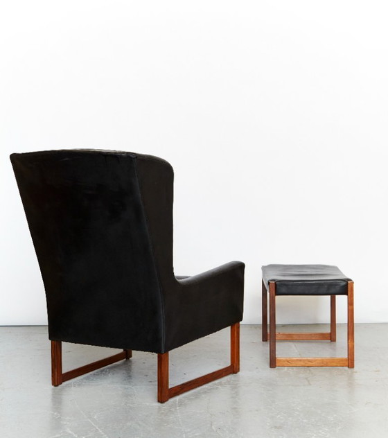 Image 1 of Sedia e poggiapiedi wingback vintage di Rudolf Glatzel per Kill International, 1960