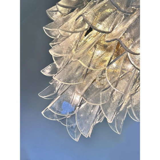 Image 1 of Venetian Transparent “Rondini” Murano Glass Gold Chandelier