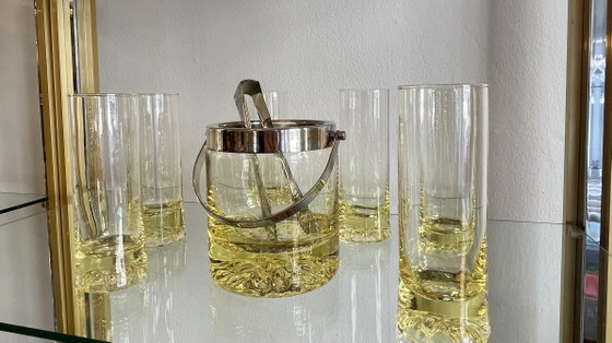 Image 1 of Set da cocktail highball in cristallo giallo soffiato a mano.