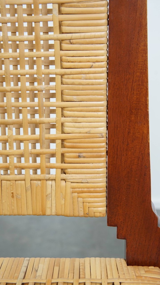 Image 1 of 2 Holzstühle im Art Deco Design mit Sitz und Rückenlehne aus Korbgeflecht