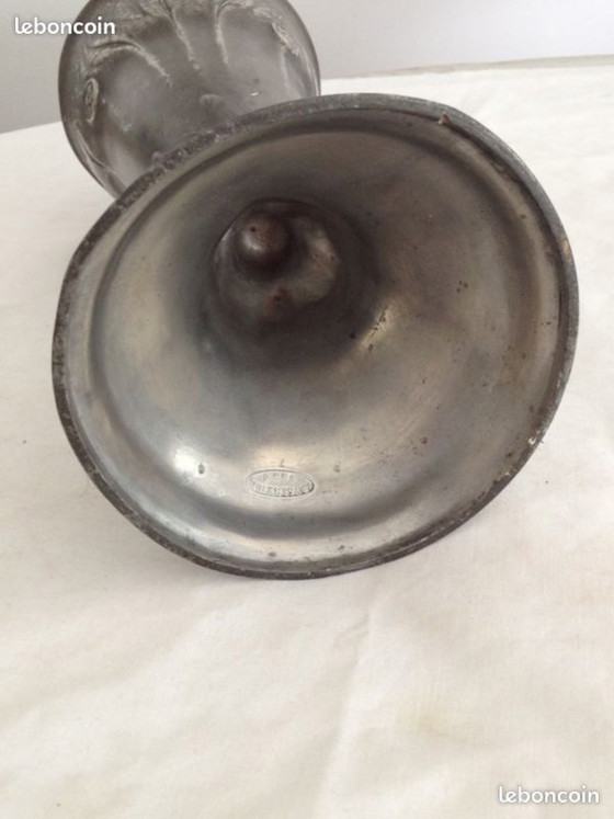 Image 1 of Pewter vase by Kayserzinn 4445, Art Nouveau floral relief, circa 1905