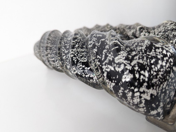 Image 1 of Pair of Hand-Blown Murano Glass Spiral Door Handles with Silver Dust, 1960s