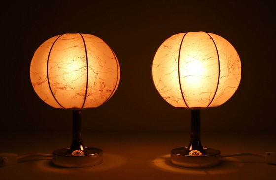 Image 1 of Lampes de table Cocoon de style Mid-Century par Goldkant, conçues par Friedel Wauer, Allemagne, années 1960