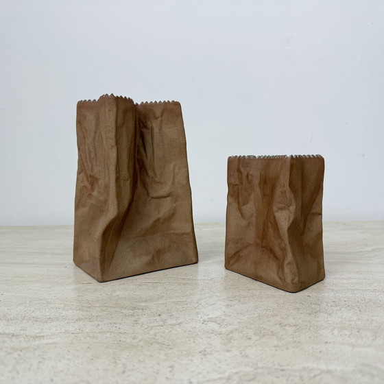 Image 1 of Set of 2 Rosenthal Paper Bag Vases by Tapio Wirkkala, 1970s