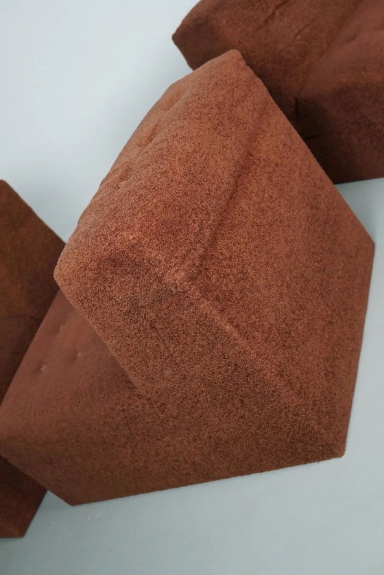 Image 1 of Vintage brown bouclé modular sofa, 1970s, 5 elements