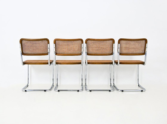 Eetkamerstoelen stijl B32 van Marcel Breuer, set van 4 – Metal, Rattan (photo 5 of 9)