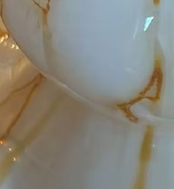 Image 1 of Opaline Lampshade with Golden Brown Veins