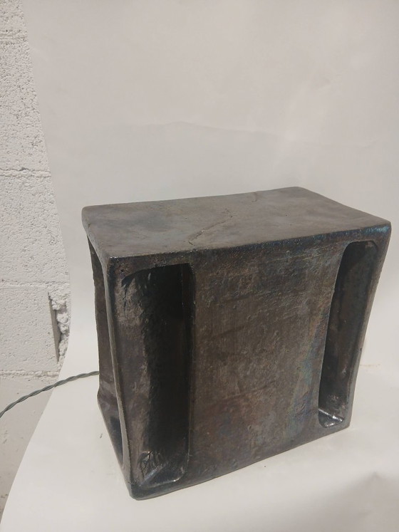 Image 1 of sculptural table lamp, "block" model