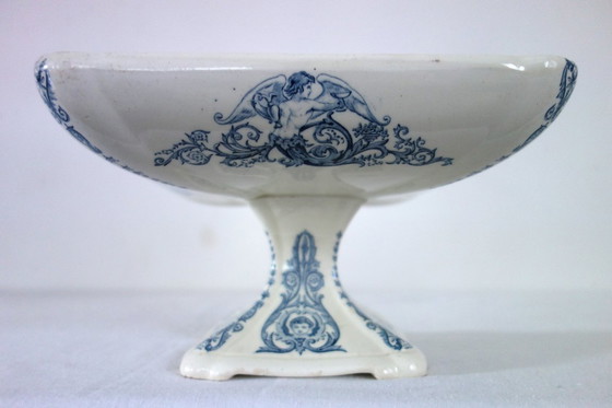 Image 1 of Large Renaissance-style ironstone compote dish from Clairefontaine, 19th century.