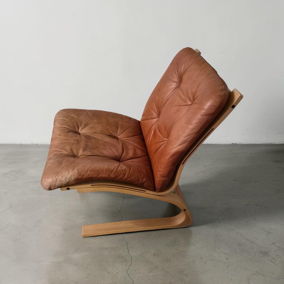 Image 1 of 3x Fauteuils Siesta en cuir design milieu du siècle, style cantilever, Sigmar Relling, Westnofa, années 1970