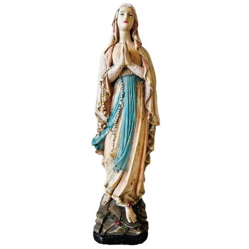 Vintage Statue der Jungfrau Maria rosa Details