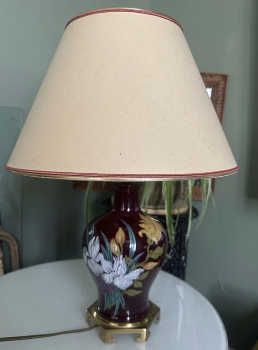 Lampe vintage en céramique et laiton – tafellampen, Ceramic