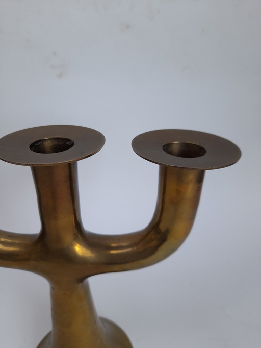 Swedish 3-branch brass candlestick