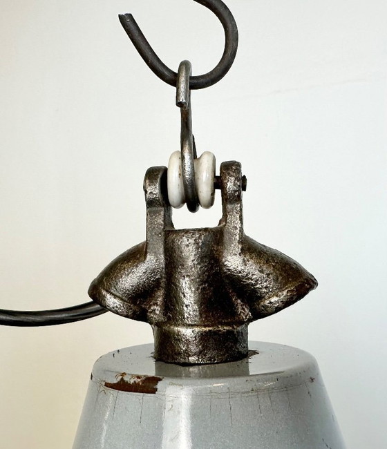 Image 1 of Industrial Grey Enamel Factory Pendant Lamp, 1960s