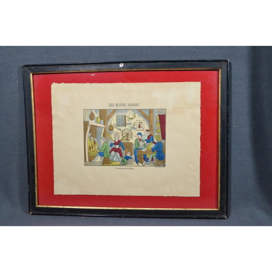 1920s Set of 4 French Imagerie Pellerin “Four Seasons” Hand-Colored Prints, Epinal – Art Prints, Paper (photo 13 of 17)