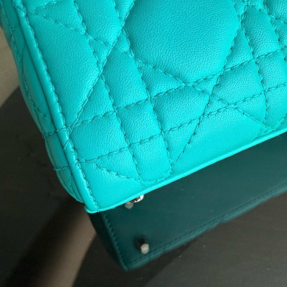 Image 1 of DIOR LADY MINI - CANNAGE LAMMLEDER CYANBLAU SILBERNE BESCHLÄGE VERSTELLBARER RIEMEN