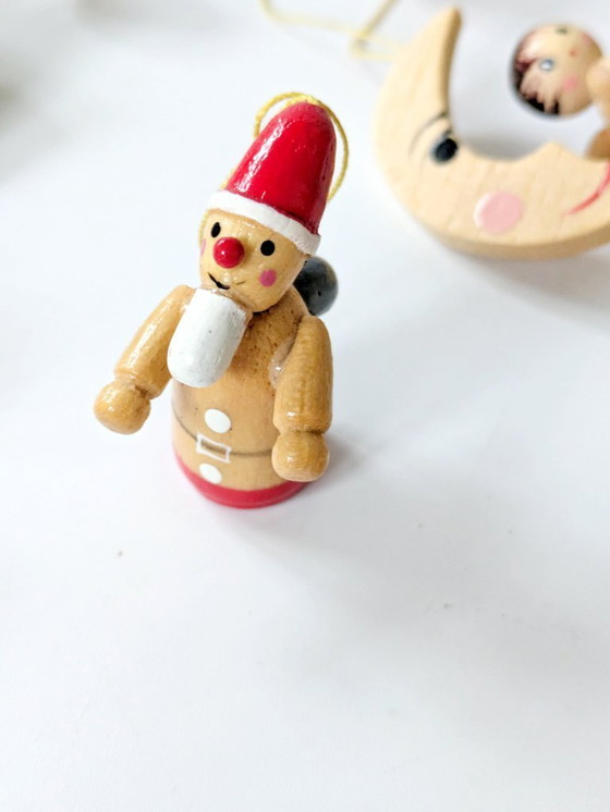Image 1 of 19 x Midcentury houten kerstversieringen | Handbeschilderd, Erzebirge, Duitsland