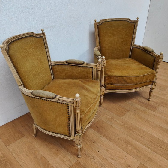 Image 1 of Antikes Sofa und Sessel im Stil Ludwigs XVI.