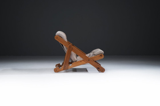 Image 1 of Fauteuil pliant Kon Tiki en cuir rare, conçu par Gillis Lundgren pour IKEA Suède.