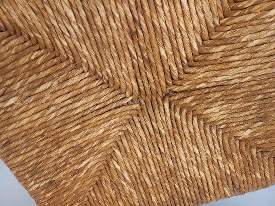 Image 1 of Suite van 2 vintage Brutalistische fauteuils in eiken en stro uit de jaren 60