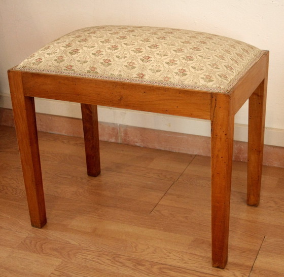 Image 1 of Vintage stool-bench in solid walnut wood, 1950s-60s