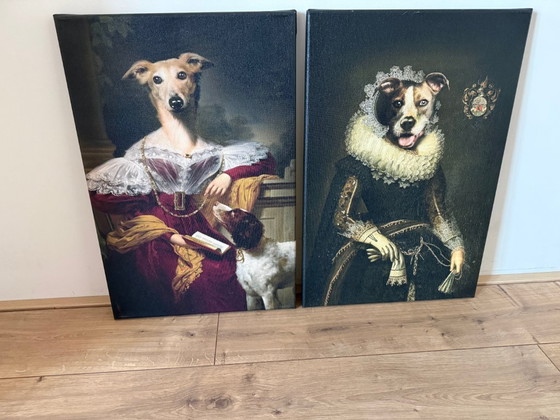 Image 1 of 8 retratos de perros en lienzo
