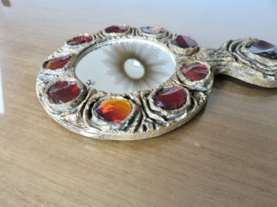 Image 1 of Espejo de Murano, Italia, Creaciones Gobesso, cristal de Murano y resina dorada, circa 1960