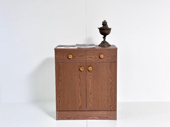 Comò Vintage, Effetto Legno Marrone con 2 Cassetti, Armadi contenitori (foto 12 di 15)