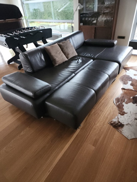 Image 1 of Alberta corner sofa, brown leather